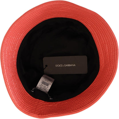 Dolce & Gabbana Peach Quilted Faux Leather Women Bucket Cap Hat Dolce & Gabbana