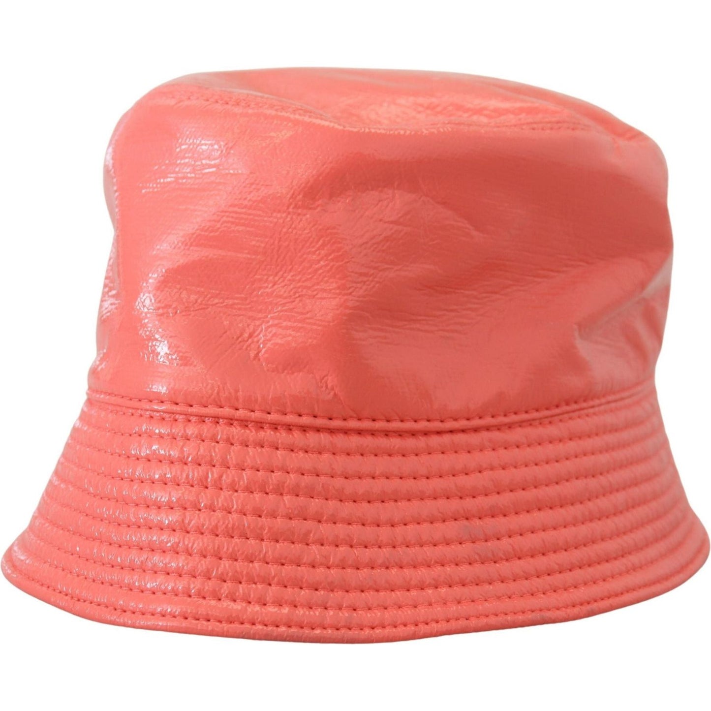 Dolce & Gabbana Peach Quilted Faux Leather Women Bucket Cap Hat Dolce & Gabbana