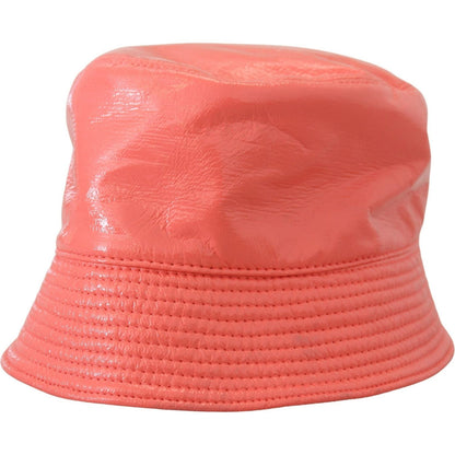 Dolce & Gabbana Peach Quilted Faux Leather Women Bucket Cap Hat Dolce & Gabbana
