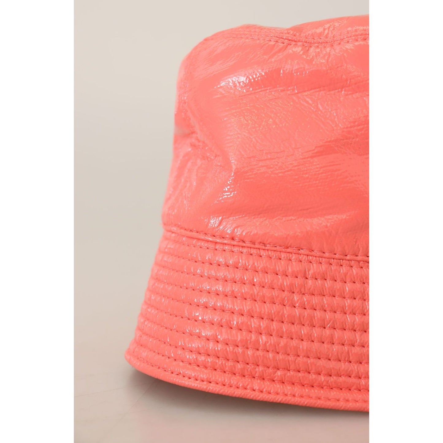 Dolce & Gabbana Peach Quilted Faux Leather Women Bucket Cap Hat Dolce & Gabbana