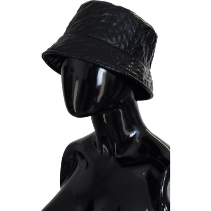 Dolce & Gabbana Black Quilted Faux Leather Women Bucket Cap Hat Dolce & Gabbana