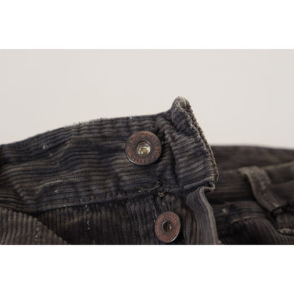 Costume National Gray Cotton Corduroy Men Casual Jeans Costume National