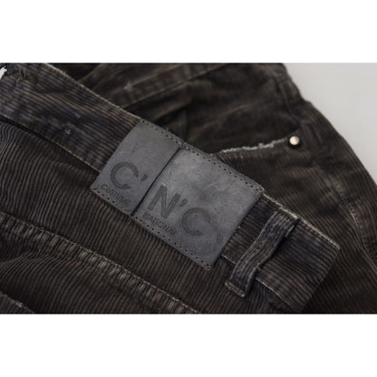Costume National Gray Cotton Corduroy Men Casual Jeans Costume National