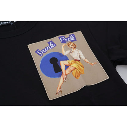 Dolce & Gabbana Black Sneak Peek Cotton Short Sleeve T-shirt Dolce & Gabbana