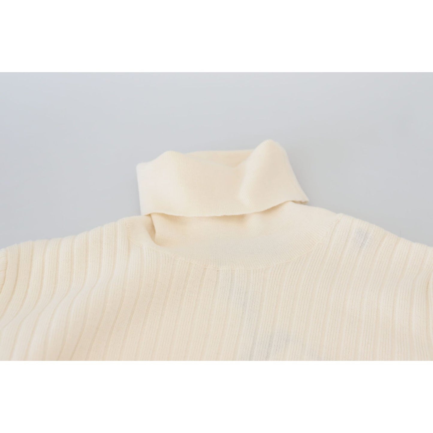 Dolce & Gabbana Ivory Turtleneck Distressed Cuff Pullover Sweater Dolce & Gabbana