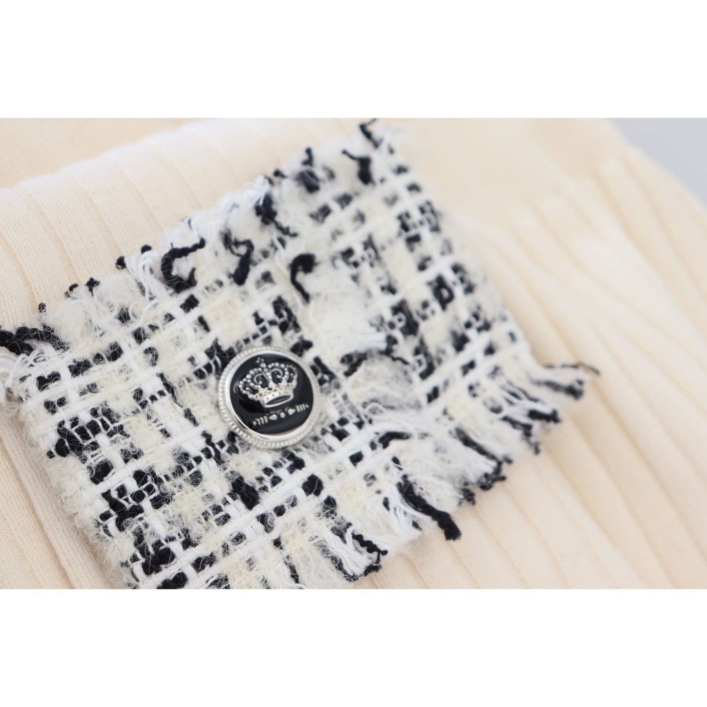 Dolce & Gabbana Ivory Turtleneck Distressed Cuff Pullover Sweater Dolce & Gabbana