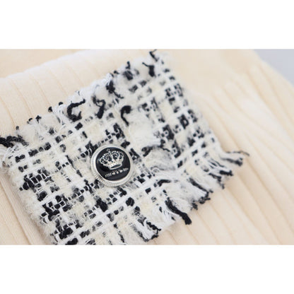 Dolce & Gabbana Ivory Turtleneck Distressed Cuff Pullover Sweater Dolce & Gabbana