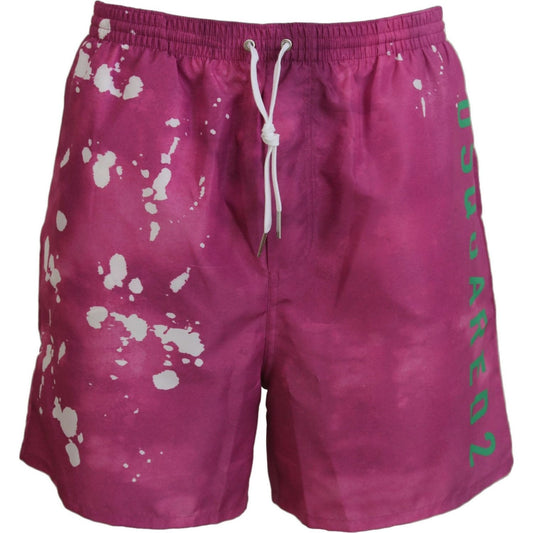 Dsquared² Pink Tie Dye Logo Men Beachwear Shorts Swimwear Dsquared²