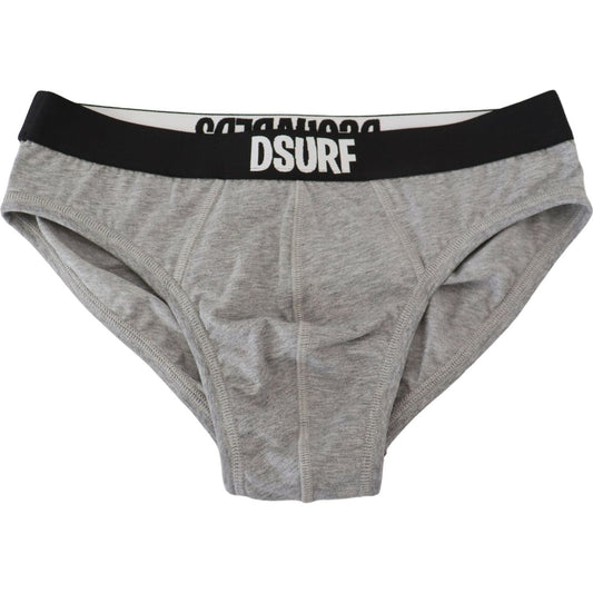 Dsquared² Gray DSURF Logo Cotton Stretch Men Brief Underwear Dsquared²