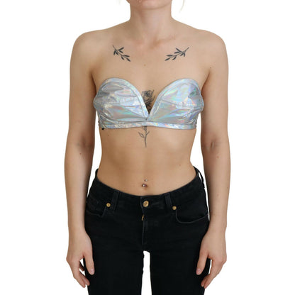 Dolce & Gabbana Silver Holographic Effect Bustier Brassiere Top Dolce & Gabbana