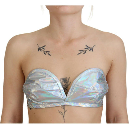 Dolce & Gabbana Silver Holographic Effect Bustier Brassiere Top Dolce & Gabbana