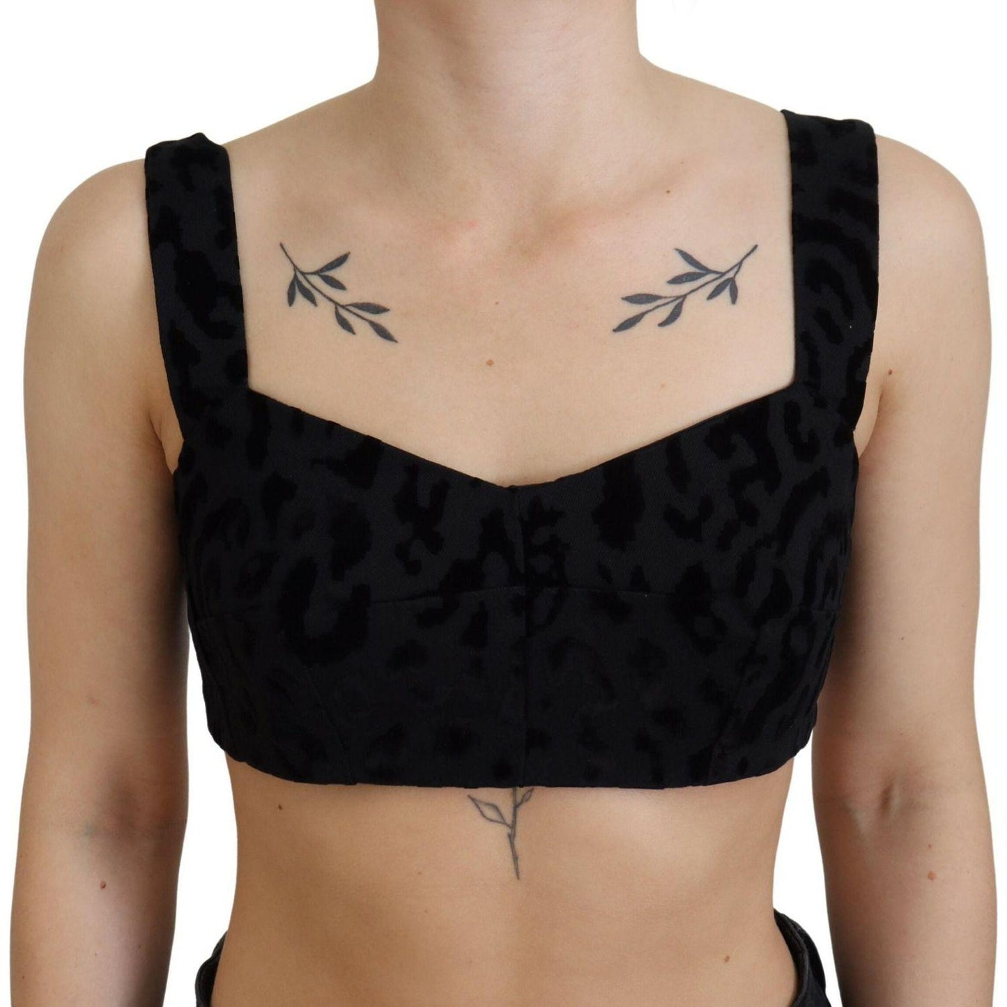 Dolce & Gabbana Black Leopard Cropped Bustier Corset Bra Top Dolce & Gabbana
