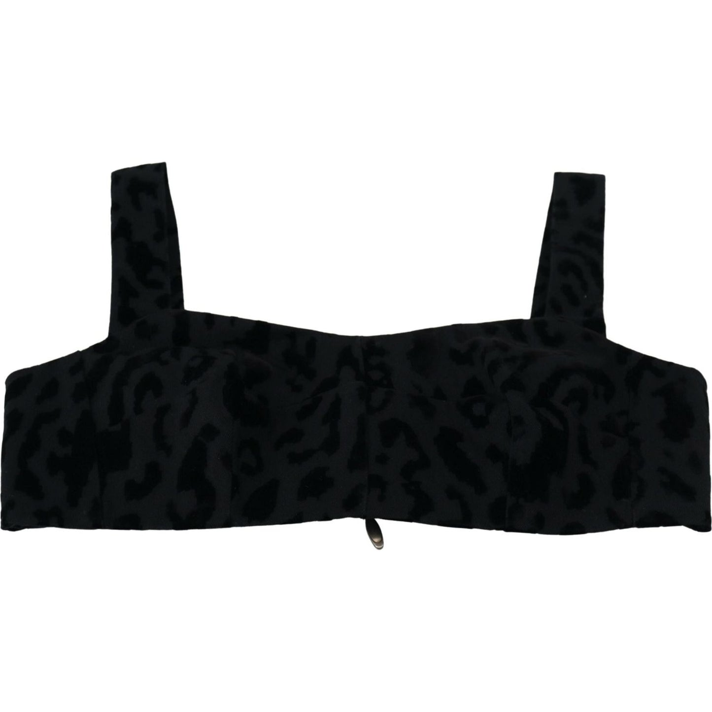 Dolce & Gabbana Black Leopard Cropped Bustier Corset Bra Top Dolce & Gabbana