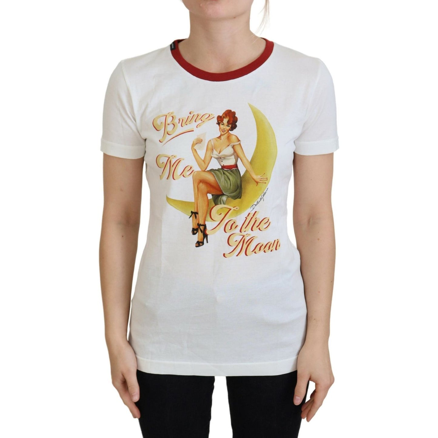 Dolce & Gabbana White Printed Short Sleeves Pullover Top Dolce & Gabbana