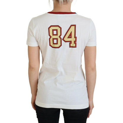 Dolce & Gabbana White Printed Short Sleeves Pullover Top Dolce & Gabbana