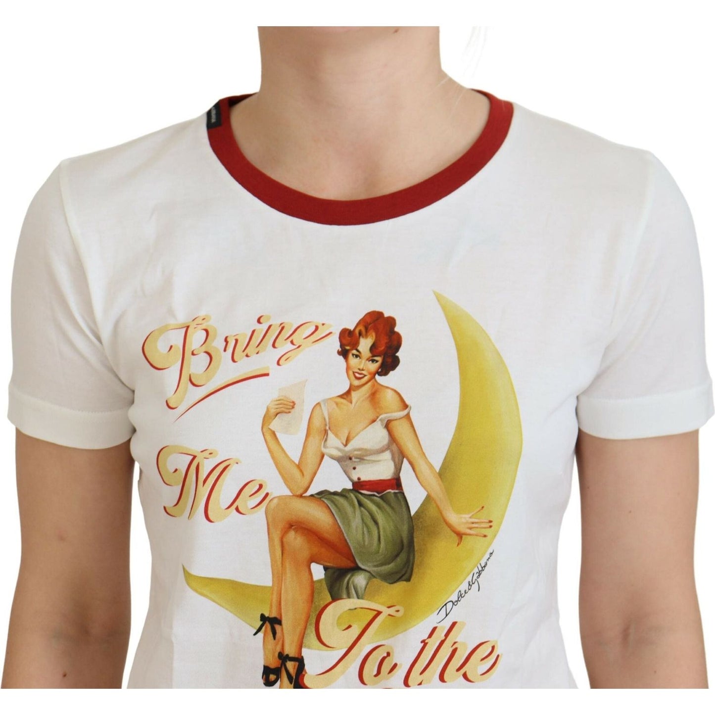 Dolce & Gabbana White Printed Short Sleeves Pullover Top Dolce & Gabbana