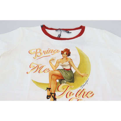 Dolce & Gabbana White Printed Short Sleeves Pullover Top Dolce & Gabbana