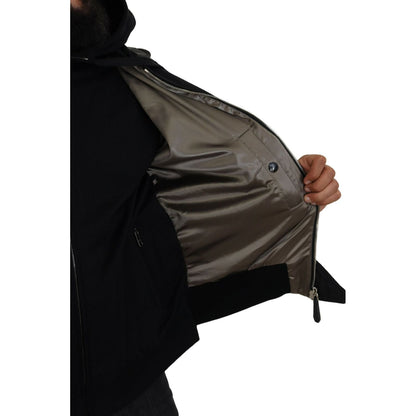 Dolce & Gabbana Black Nylon Hooded Full Zip Men Coat Jacket Dolce & Gabbana