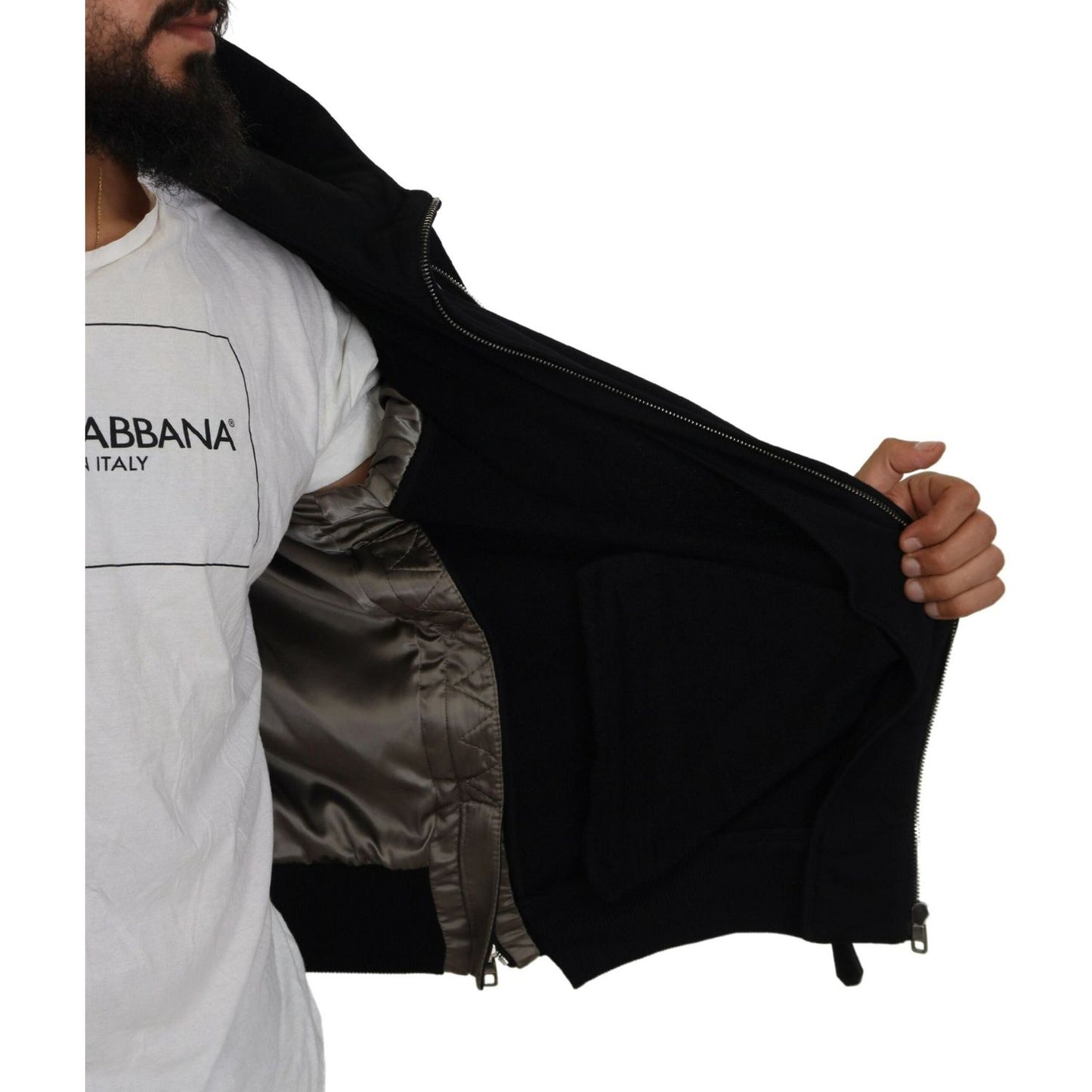 Dolce & Gabbana Black Nylon Hooded Full Zip Men Coat Jacket Dolce & Gabbana