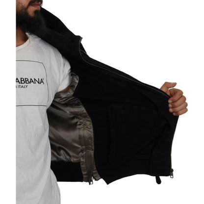 Dolce & Gabbana Black Nylon Hooded Full Zip Men Coat Jacket Dolce & Gabbana