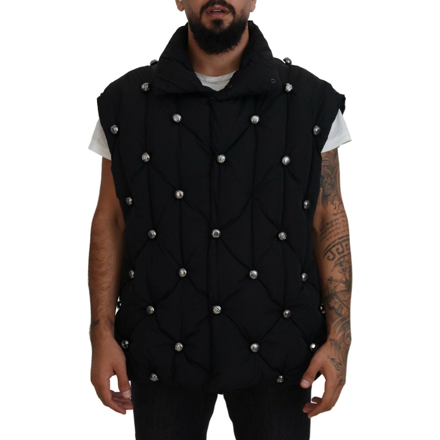 Dolce & Gabbana Black Sleeveless DG Metal Embellishment Jacket Dolce & Gabbana