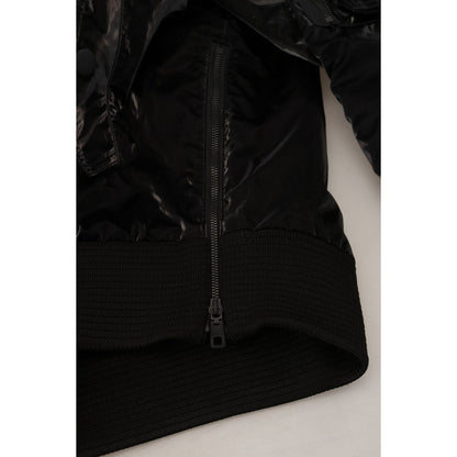 Dolce & Gabbana Black Nylon Hooded Full Zip Bomber Jacket Dolce & Gabbana