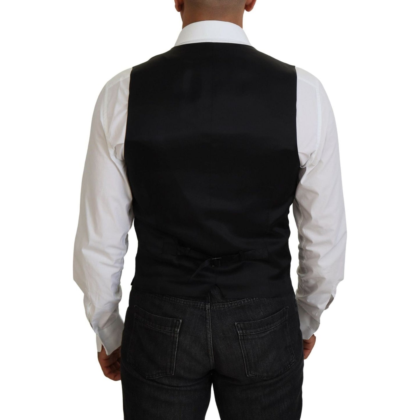 Dolce & Gabbana Black Virgin Wool Waistcoat Formal Vest Dolce & Gabbana