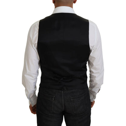 Dolce & Gabbana Black Virgin Wool Waistcoat Formal Vest Dolce & Gabbana