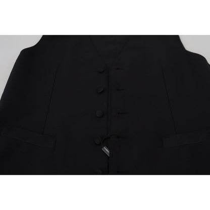 Dolce & Gabbana Black Virgin Wool Waistcoat Formal Vest Dolce & Gabbana