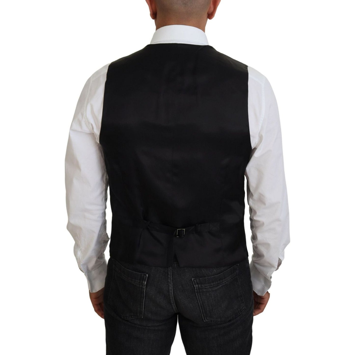 Dolce & Gabbana Black Virgin Wool Waistcoat Formal Vest Dolce & Gabbana