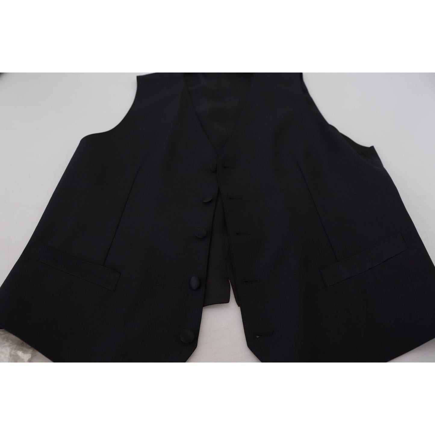 Dolce & Gabbana Black Virgin Wool Waistcoat Formal Vest Dolce & Gabbana