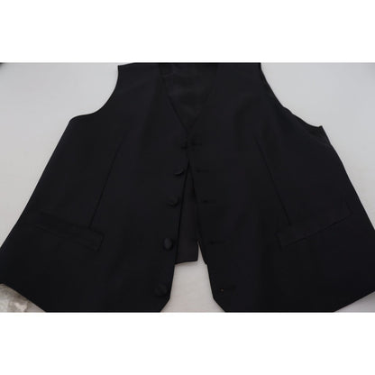 Dolce & Gabbana Black Virgin Wool Waistcoat Formal Vest Dolce & Gabbana