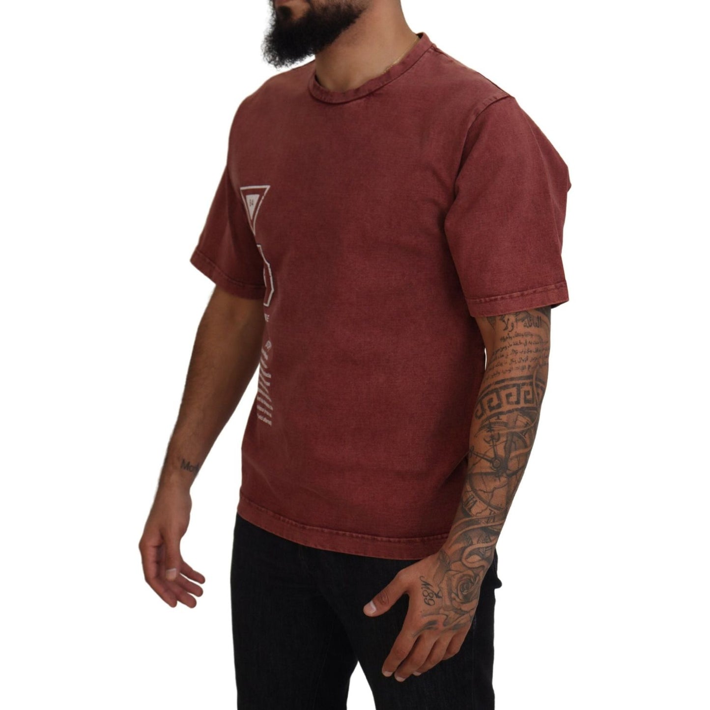 Dolce & Gabbana Maroon Print Round Neck Short Sleeves T-shirt Dolce & Gabbana