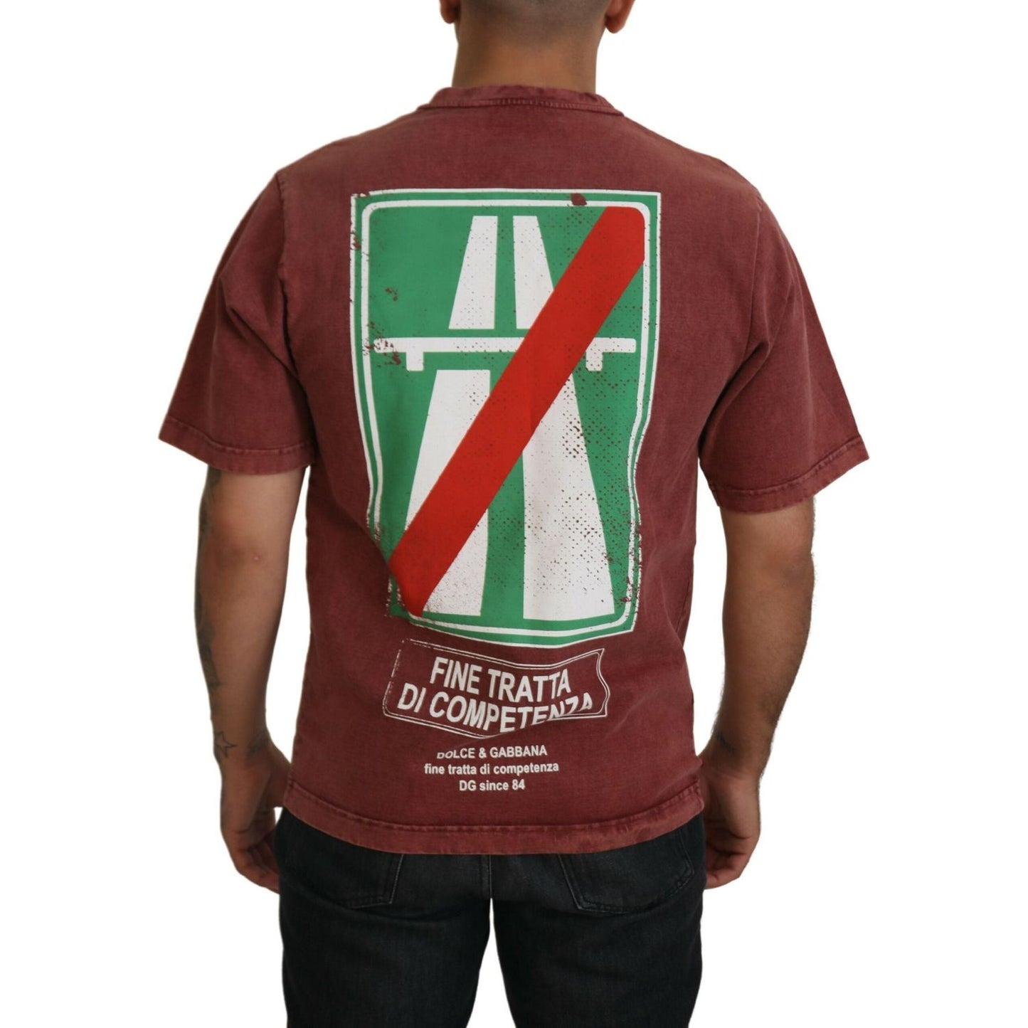 Dolce & Gabbana Maroon Print Round Neck Short Sleeves T-shirt Dolce & Gabbana