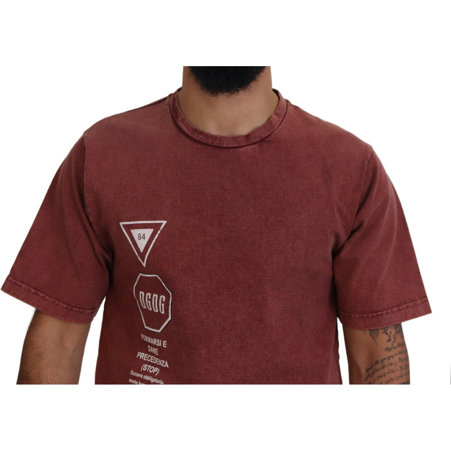 Dolce & Gabbana Maroon Print Round Neck Short Sleeves T-shirt Dolce & Gabbana