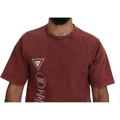 Dolce & Gabbana Maroon Print Round Neck Short Sleeves T-shirt Dolce & Gabbana