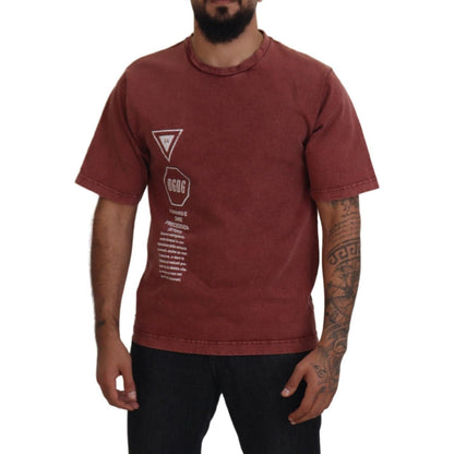 Dolce & Gabbana Maroon Print Round Neck Short Sleeves T-shirt Dolce & Gabbana
