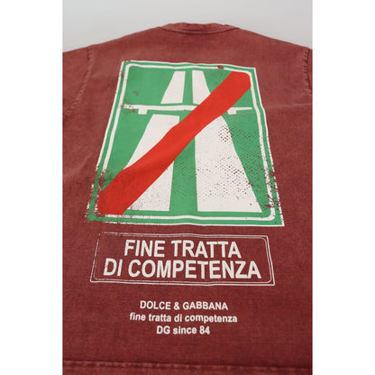 Dolce & Gabbana Maroon Print Round Neck Short Sleeves T-shirt Dolce & Gabbana