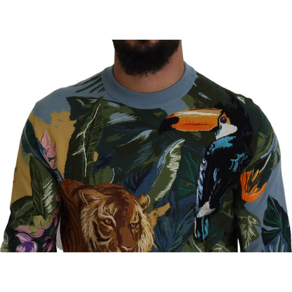 Dolce & Gabbana Multicolor Jungle Wool Pullover Logo Sweater Dolce & Gabbana