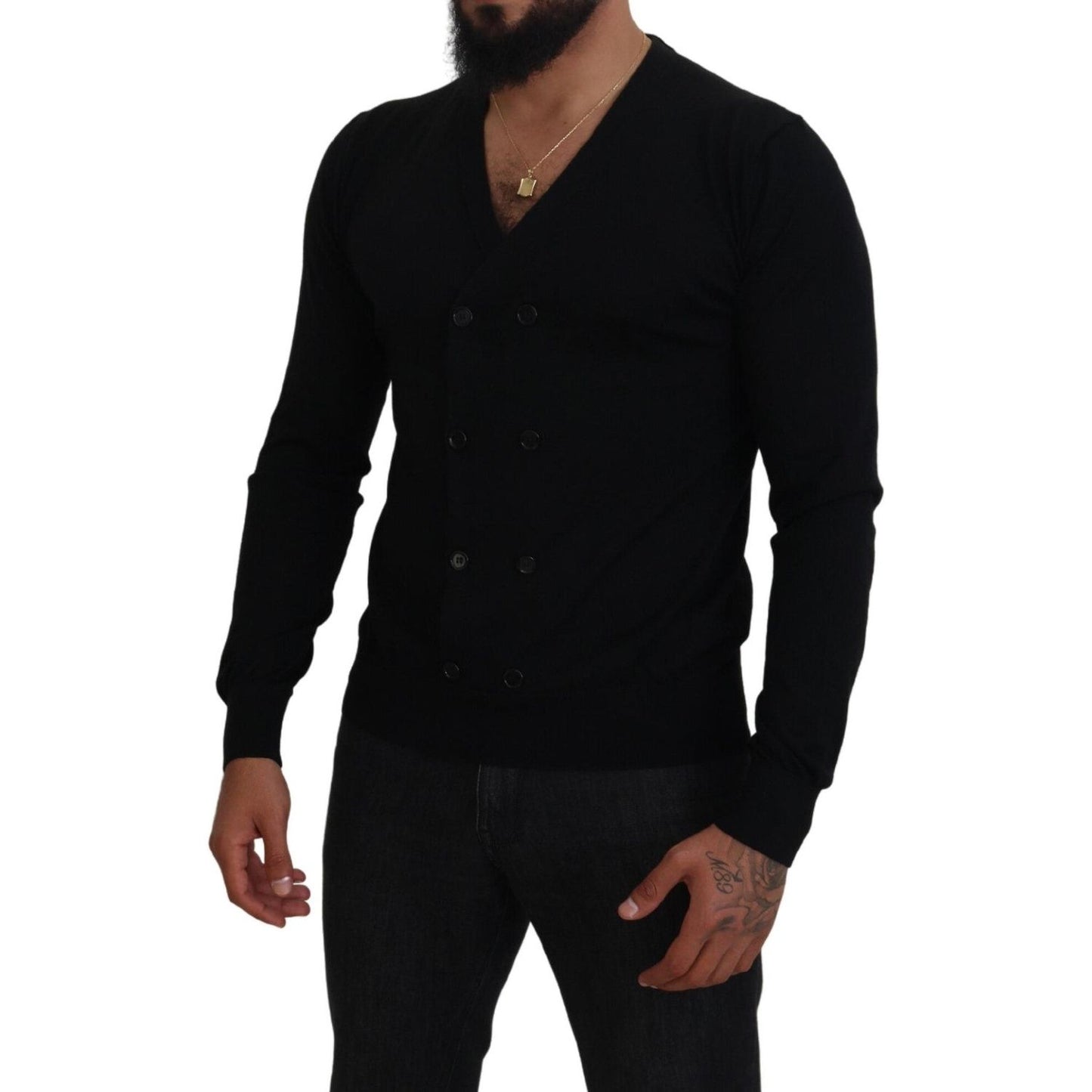 Dolce & Gabbana Black Cashmere Button Down Cardigan Sweater