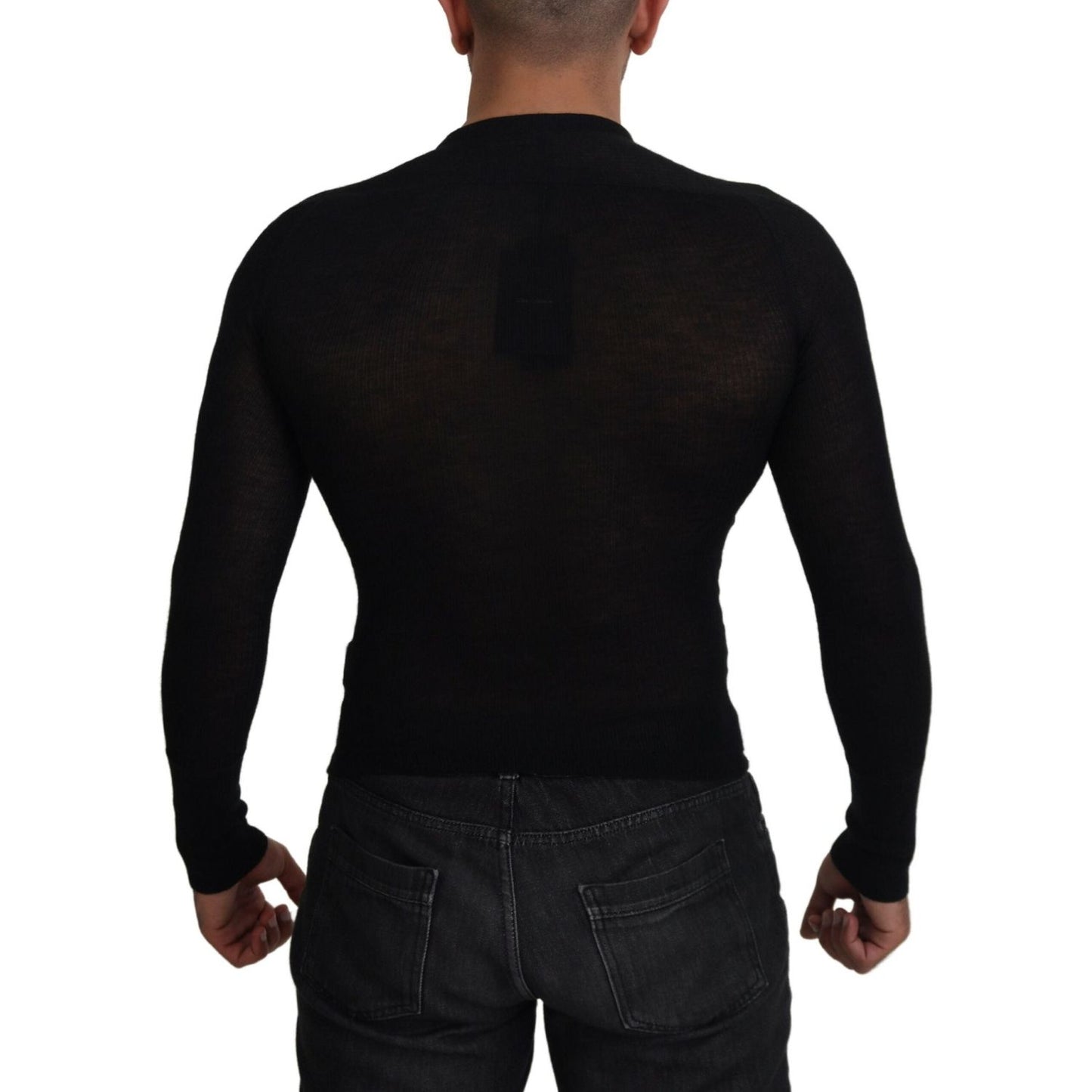 Dolce & Gabbana Black Cashmere Button Pullover Sweater Dolce & Gabbana