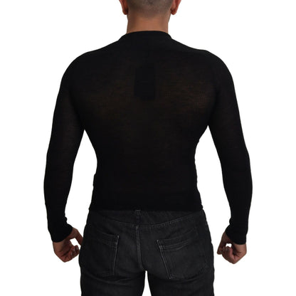 Dolce & Gabbana Black Cashmere Button Pullover Sweater Dolce & Gabbana