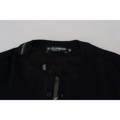 Dolce & Gabbana Black Cashmere Button Pullover Sweater Dolce & Gabbana