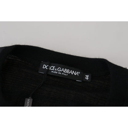 Dolce & Gabbana Black Cashmere Button Pullover Sweater Dolce & Gabbana