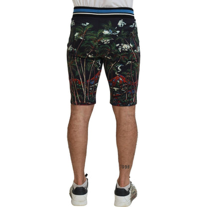 Dolce & Gabbana Black Cotton Volcano Print Casual Shorts Dolce & Gabbana