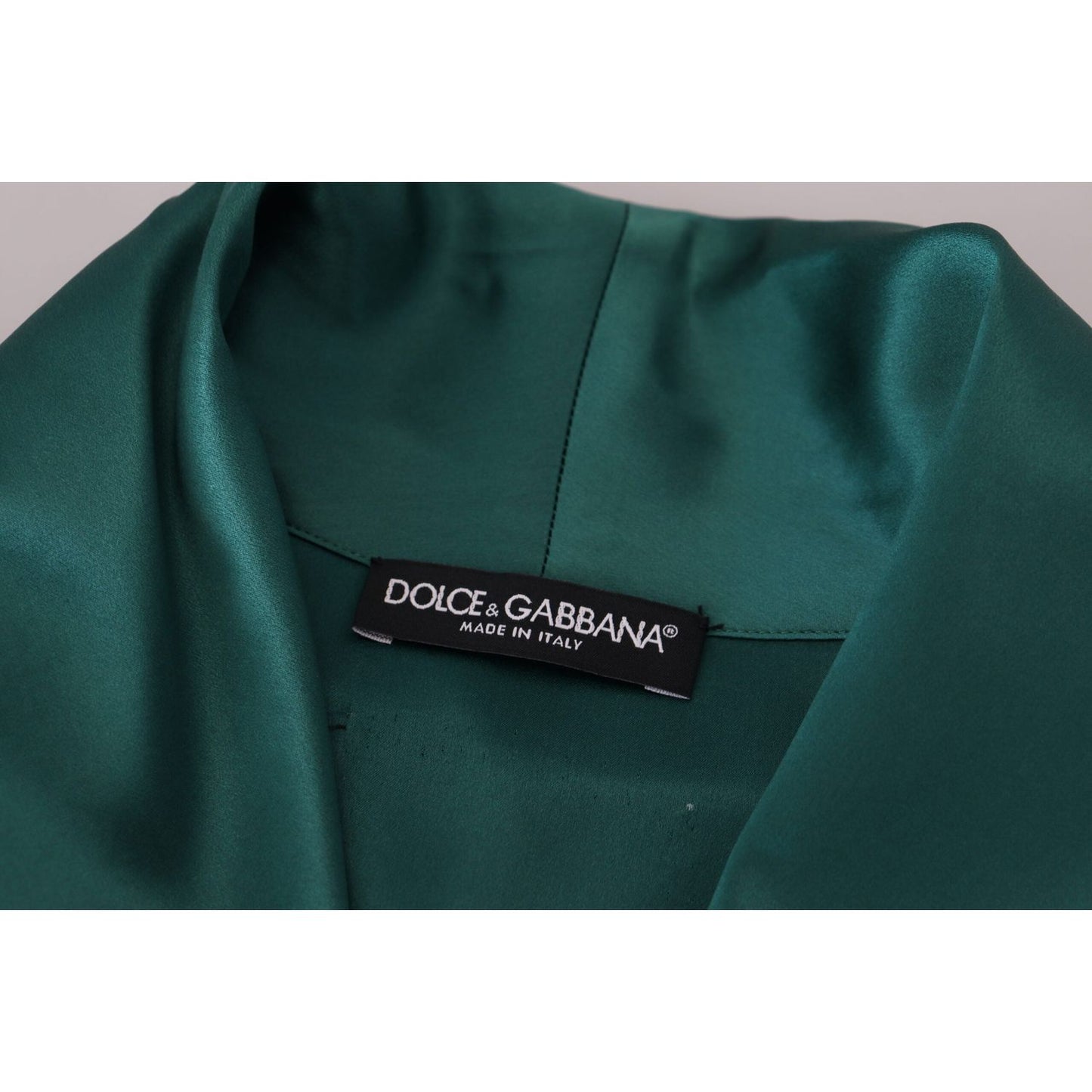 Dolce & Gabbana Green Silk Waist Belt Robe Sleepwear Dolce & Gabbana