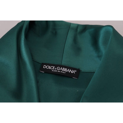 Dolce & Gabbana Green Silk Waist Belt Robe Sleepwear Dolce & Gabbana
