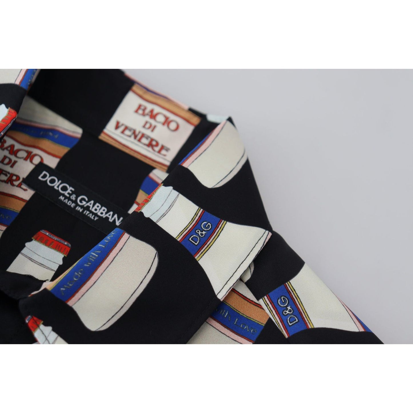 Dolce & Gabbana Black Silk Printed Collared Men Casual Shirt Dolce & Gabbana