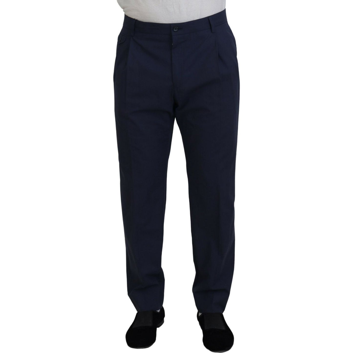 Dolce & Gabbana Dark Blue Cotton Chino Formal Pants Dolce & Gabbana