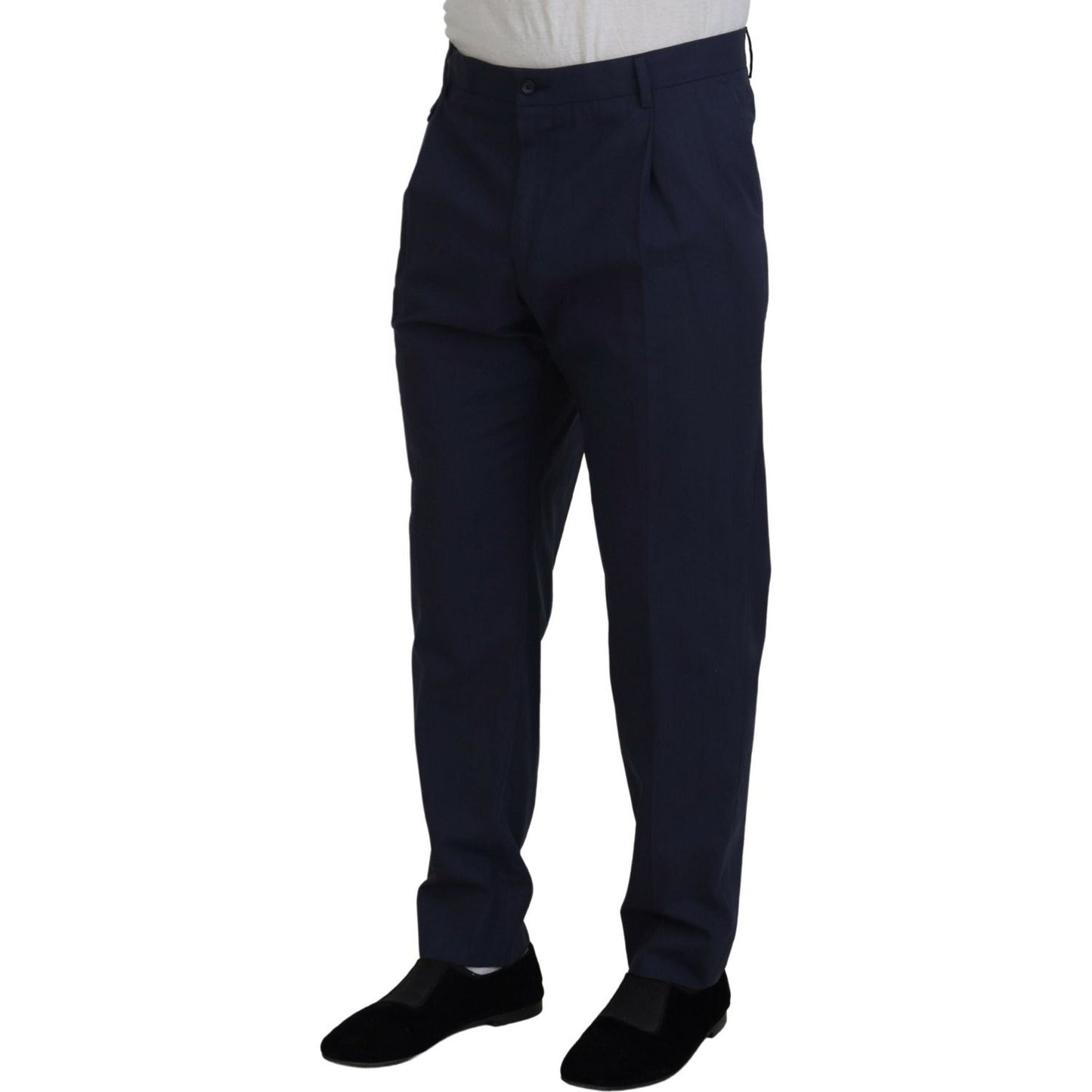 Dolce & Gabbana Dark Blue Cotton Chino Formal Pants Dolce & Gabbana